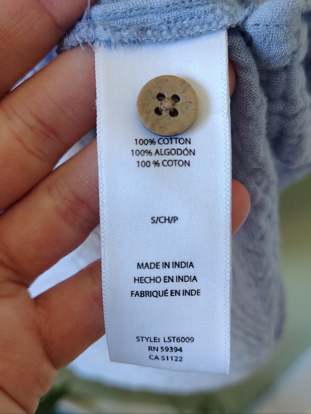BeachLunchLounge Women's Small 100% Cotton Light Blue Button-Front Top - Picture 9 of 10